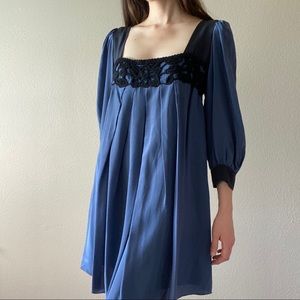 100% Blue Silk Dress